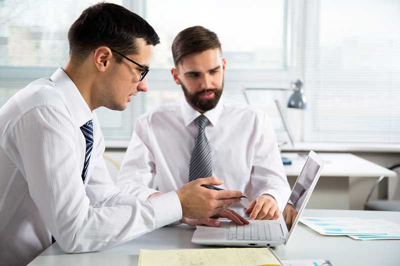 Accountant meeting with client on laptop